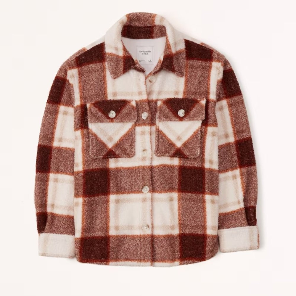 A&F Women's Sherpa Shirt Jacket, Size S